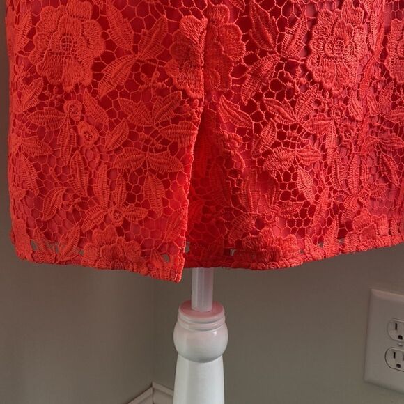 𝅺J Crew Collection Poppy Leaves Venetian Lace Sheath Pamela Dress Red Floral - Picture 7 of 11
